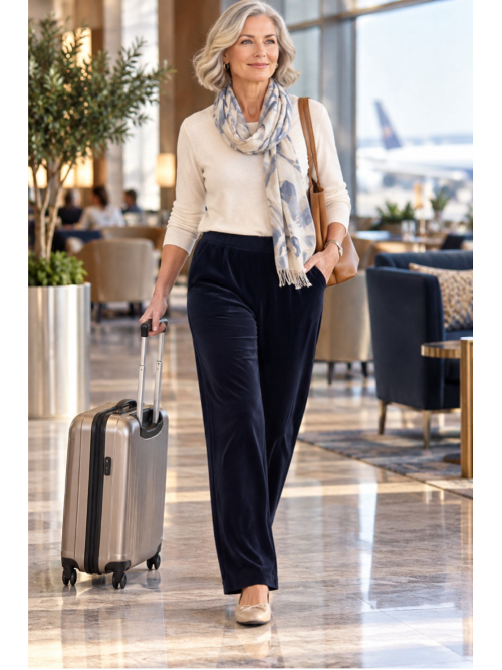Chicos Travelers Pull-On Pants Womens Size 0 Dark Navy Straight Leg Trouser